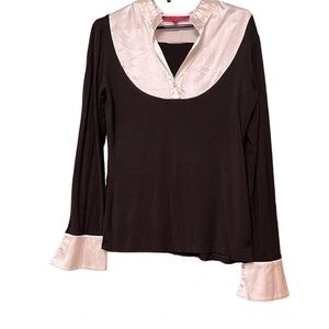 Brown and off white top size Large